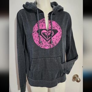 Roxy, Sweater, Medium, grey, pink emblem, hoodie